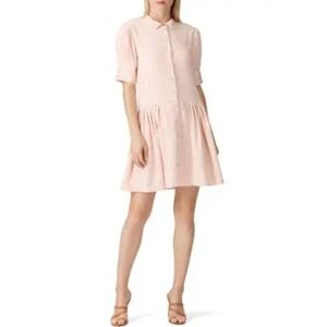 DEBORAH LYONS pink polka dot pleated dress